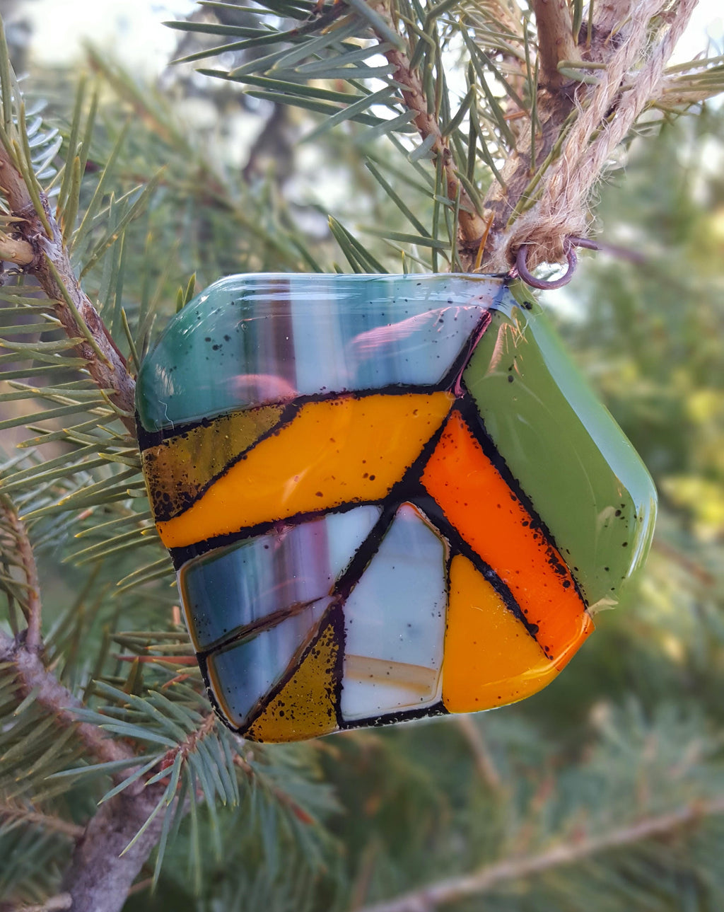 Aspen Leaf Fused Glass Ornament