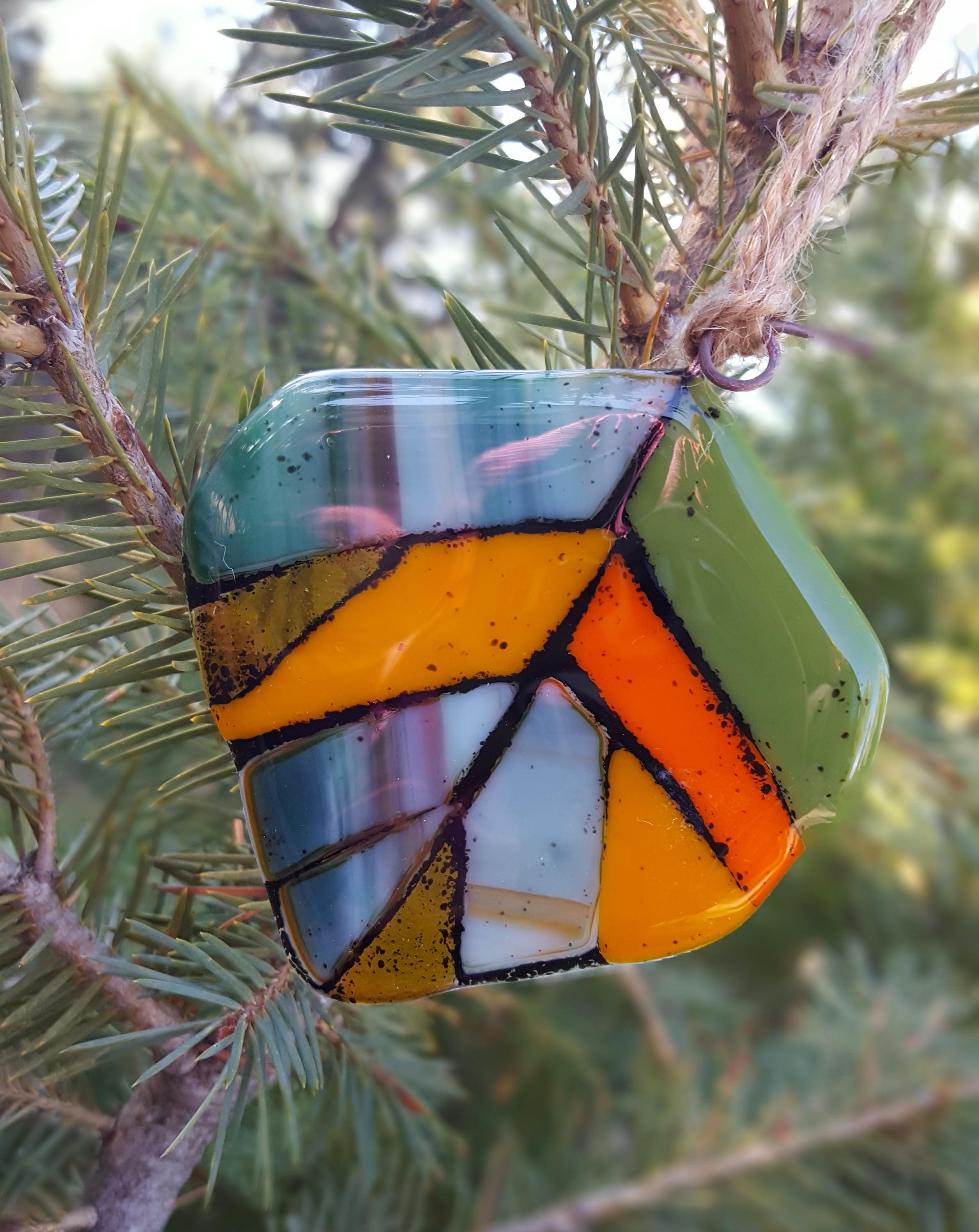 Aspen Leaf Fused Glass Ornament