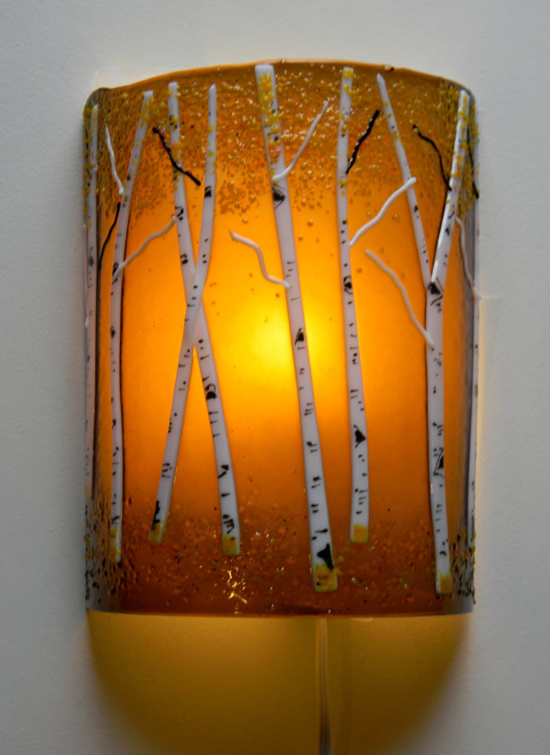Aspen Grove Fused Glass Sconce - Amber