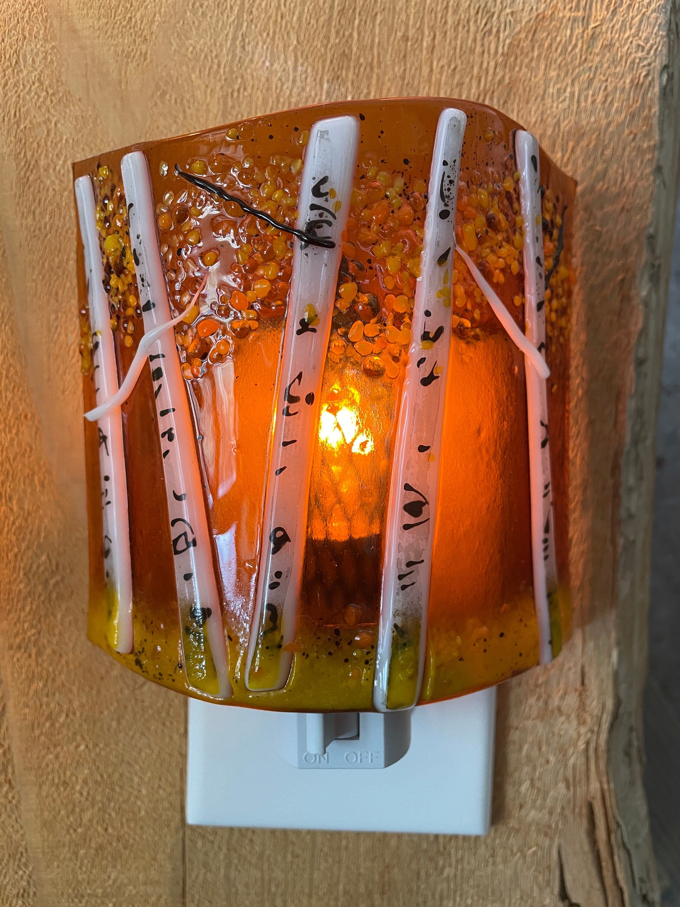 Aspen Fused Glass Night Light/Amber