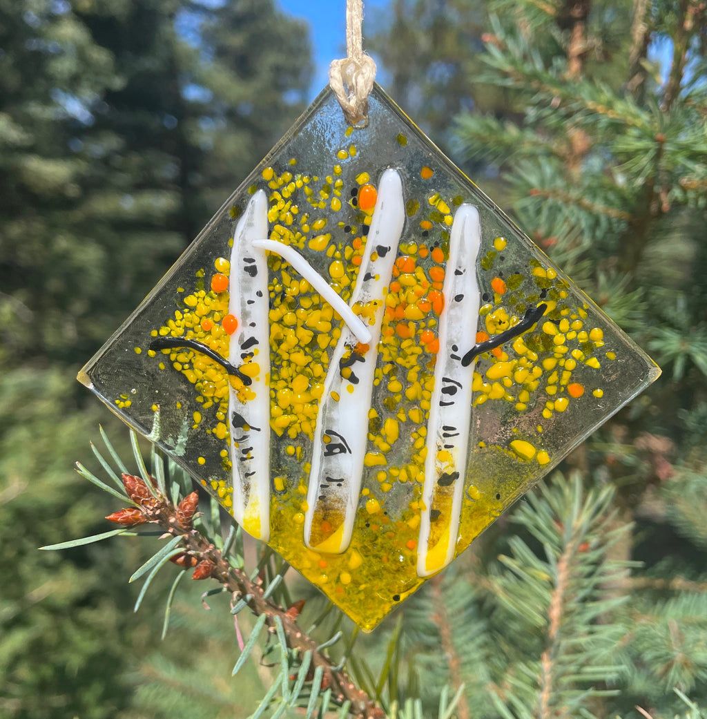 Fall Aspen Fused Glass Ornament