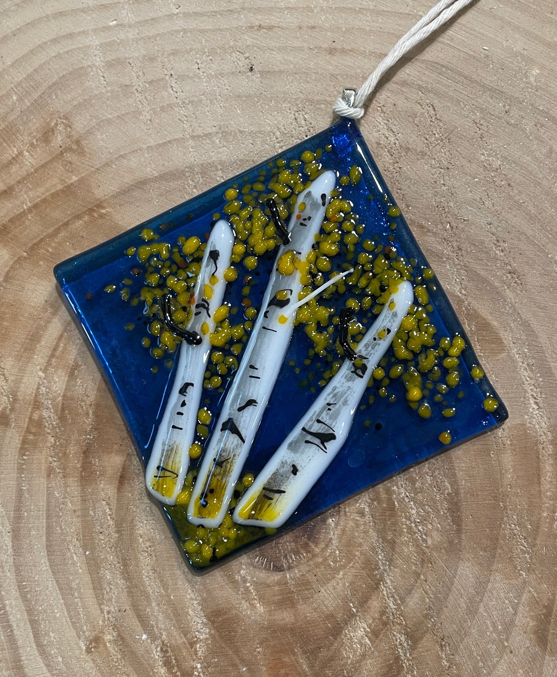 Fall Aspen Fused Glass Ornament