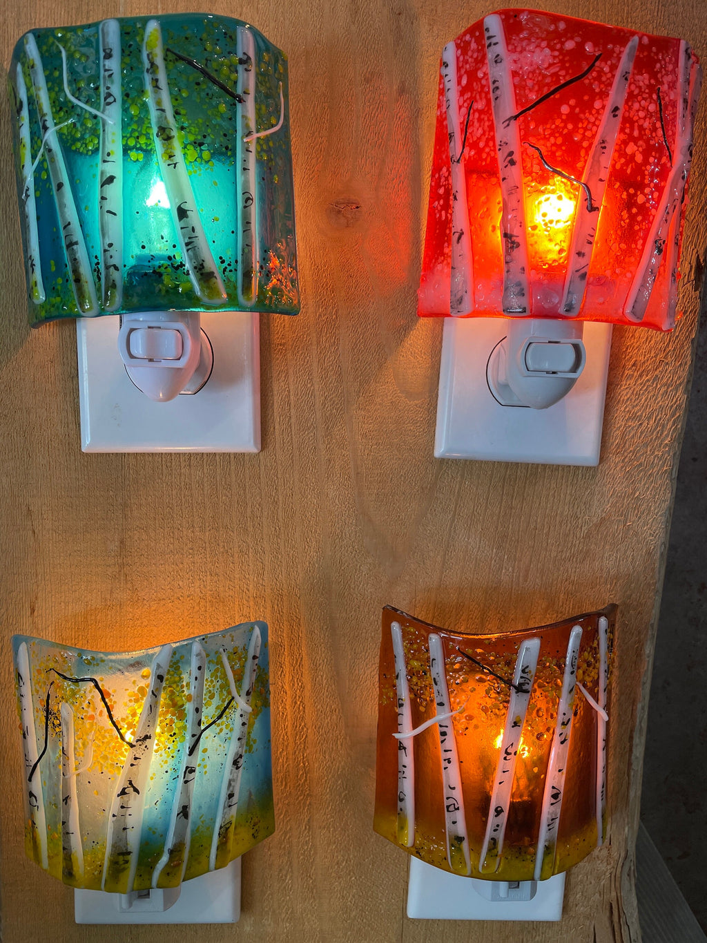 Aspen Fused Glass Night Light/Dark Blue