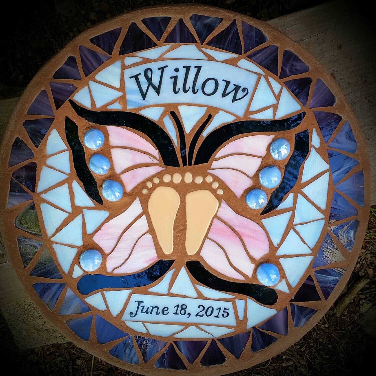 Butterfly Mosaic Memorial Stepping Stone