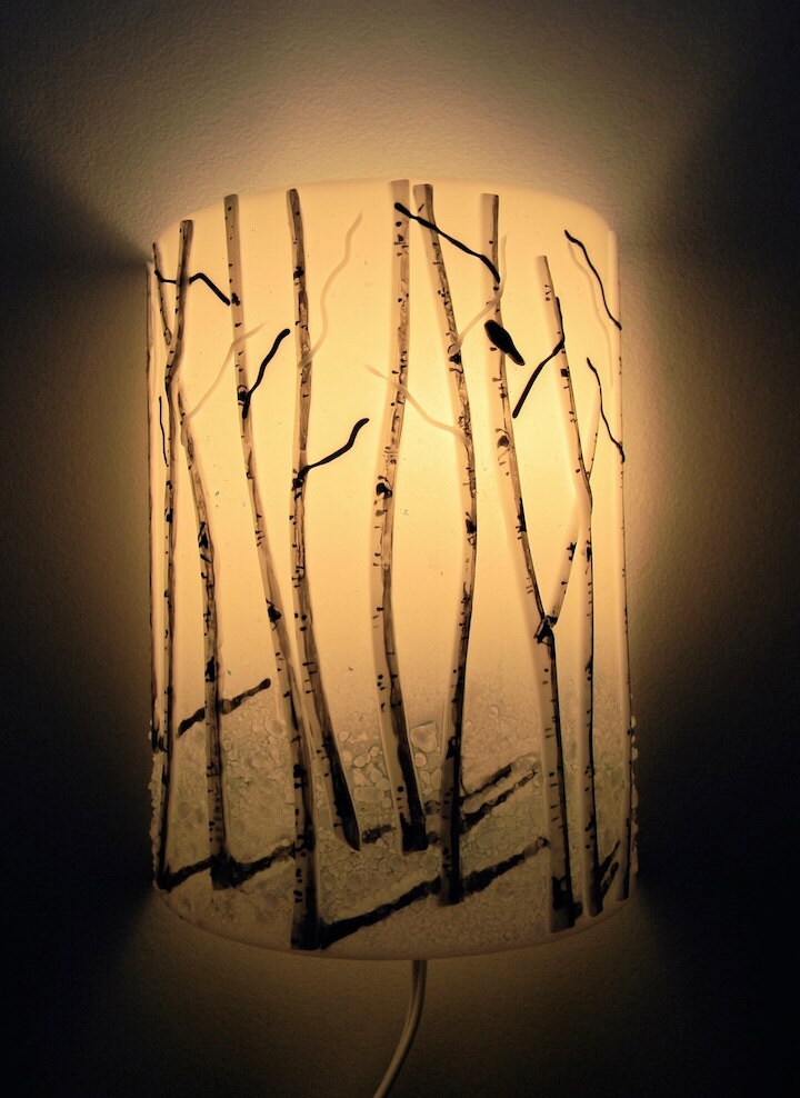 Aspen Winter Fused Glass Light Sconce