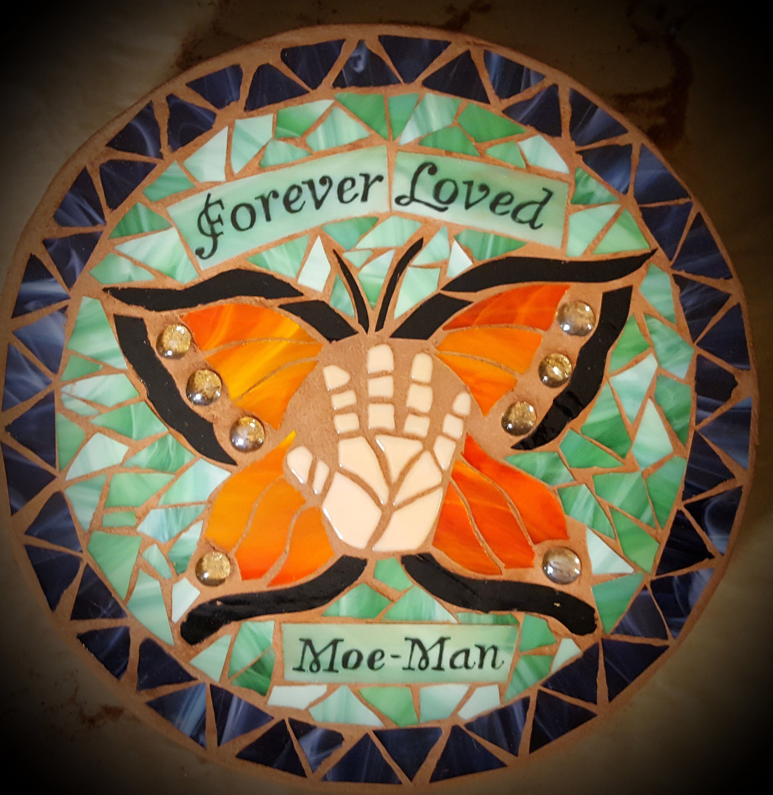 Handprint Butterfly Mosaic Memorial Stepping Stone