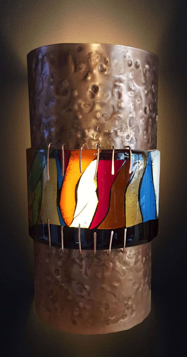 Mosaic Fused Glass Sconce "Sunset Glow"