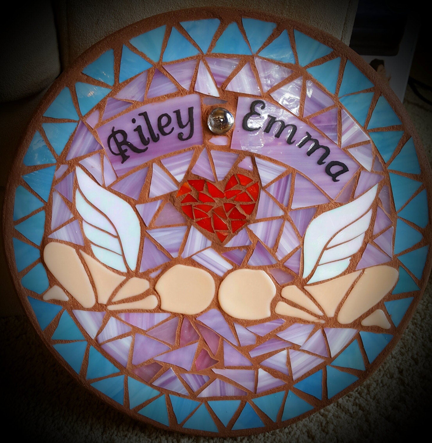 Twin Babies Mosaic Stepping Stone