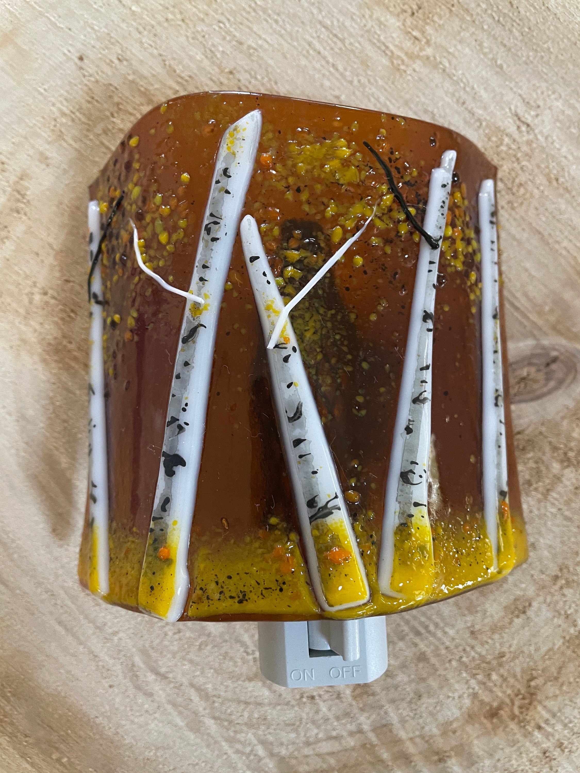 Aspen Fused Glass Night Light/Amber