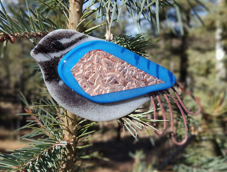 Songbird Fused Glass Ornament