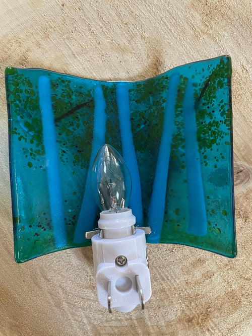 Aspen Fused Glass Night Light/Dark Blue