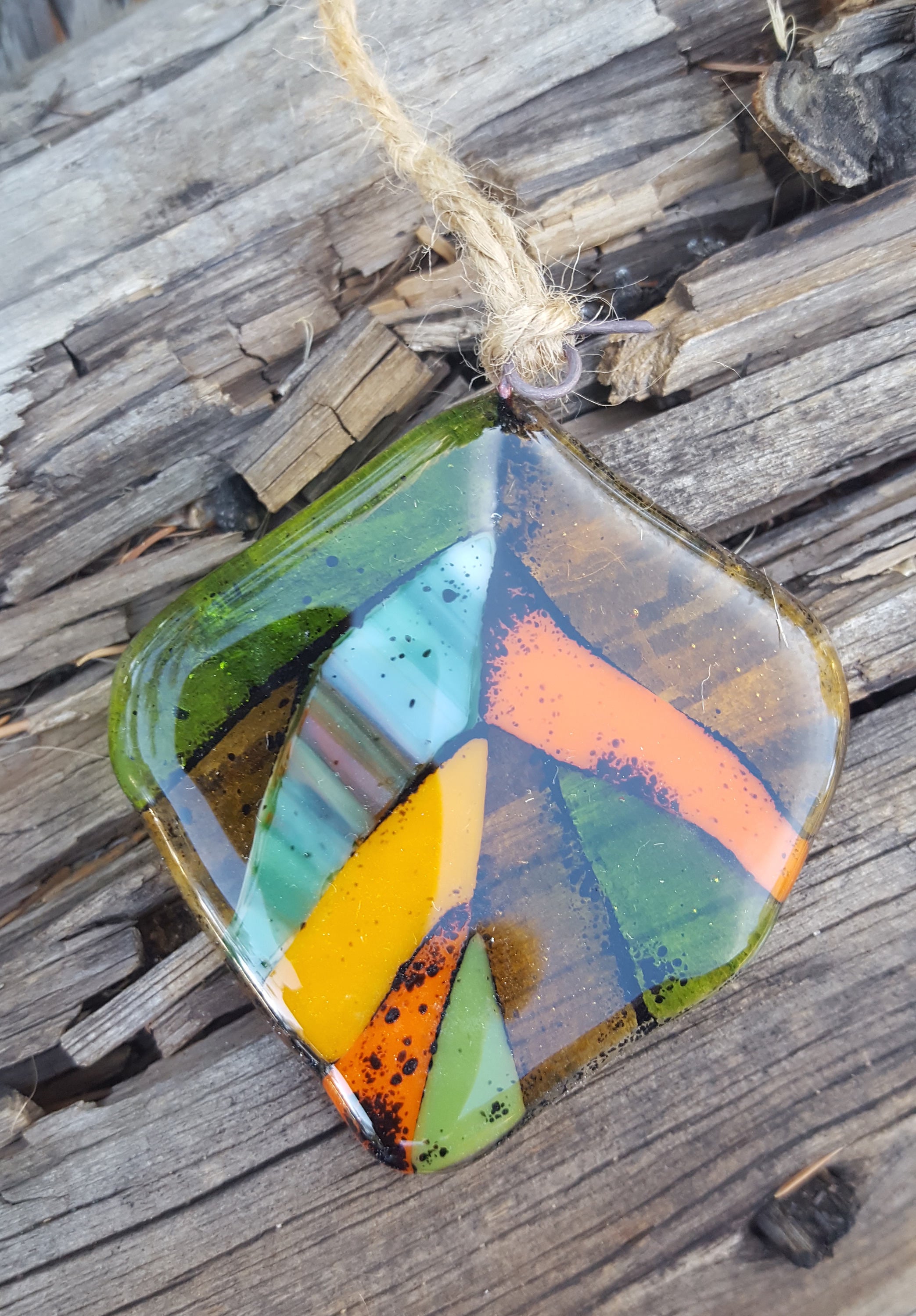 Aspen Leaf Fused Glass Ornament