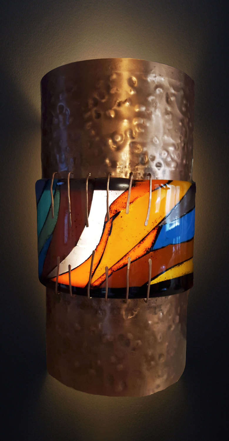 Mosaic Fused Glass Sconce "Sunset Glow"