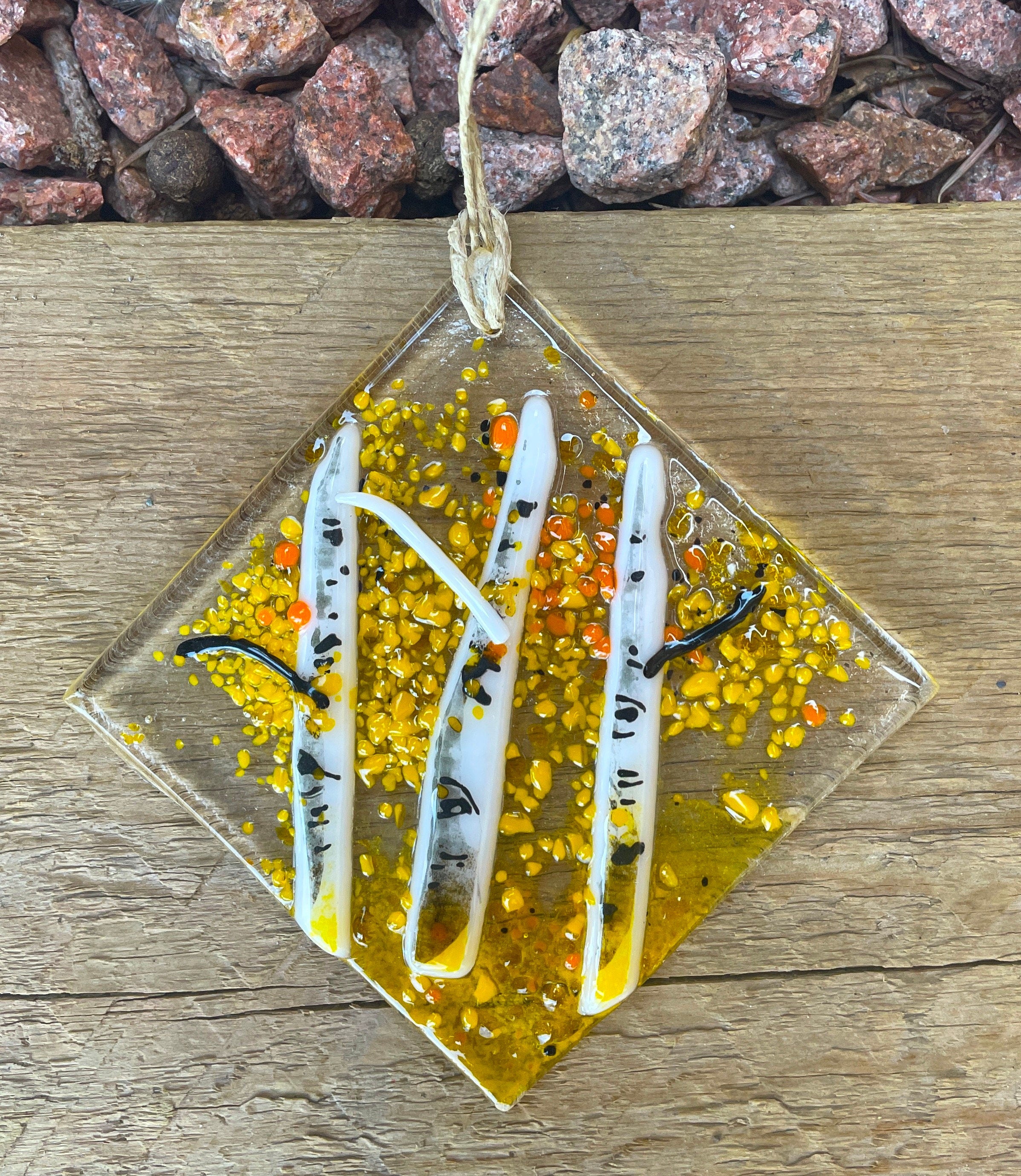 Fall Aspen Fused Glass Ornament