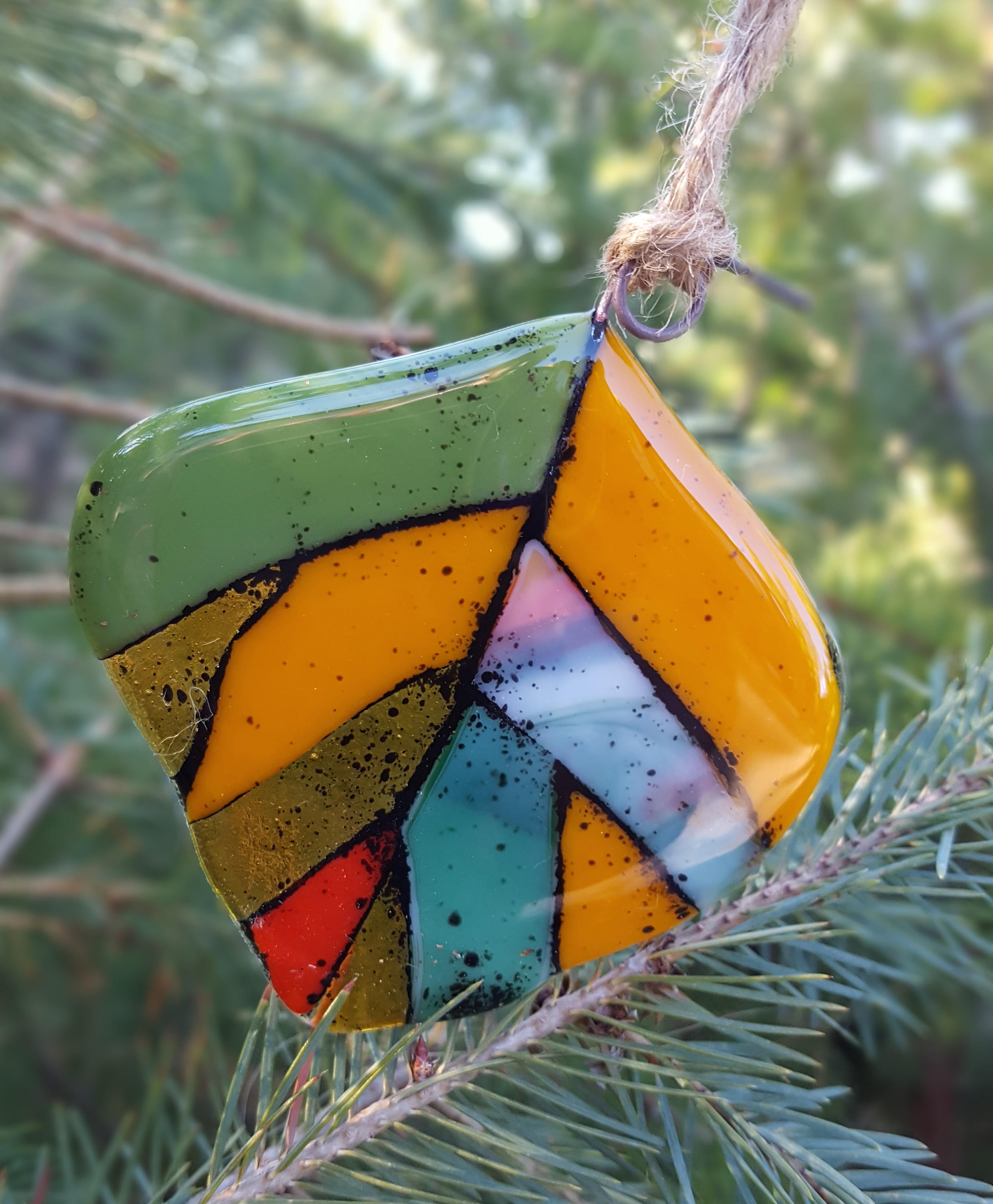 Aspen Leaf Fused Glass Ornament