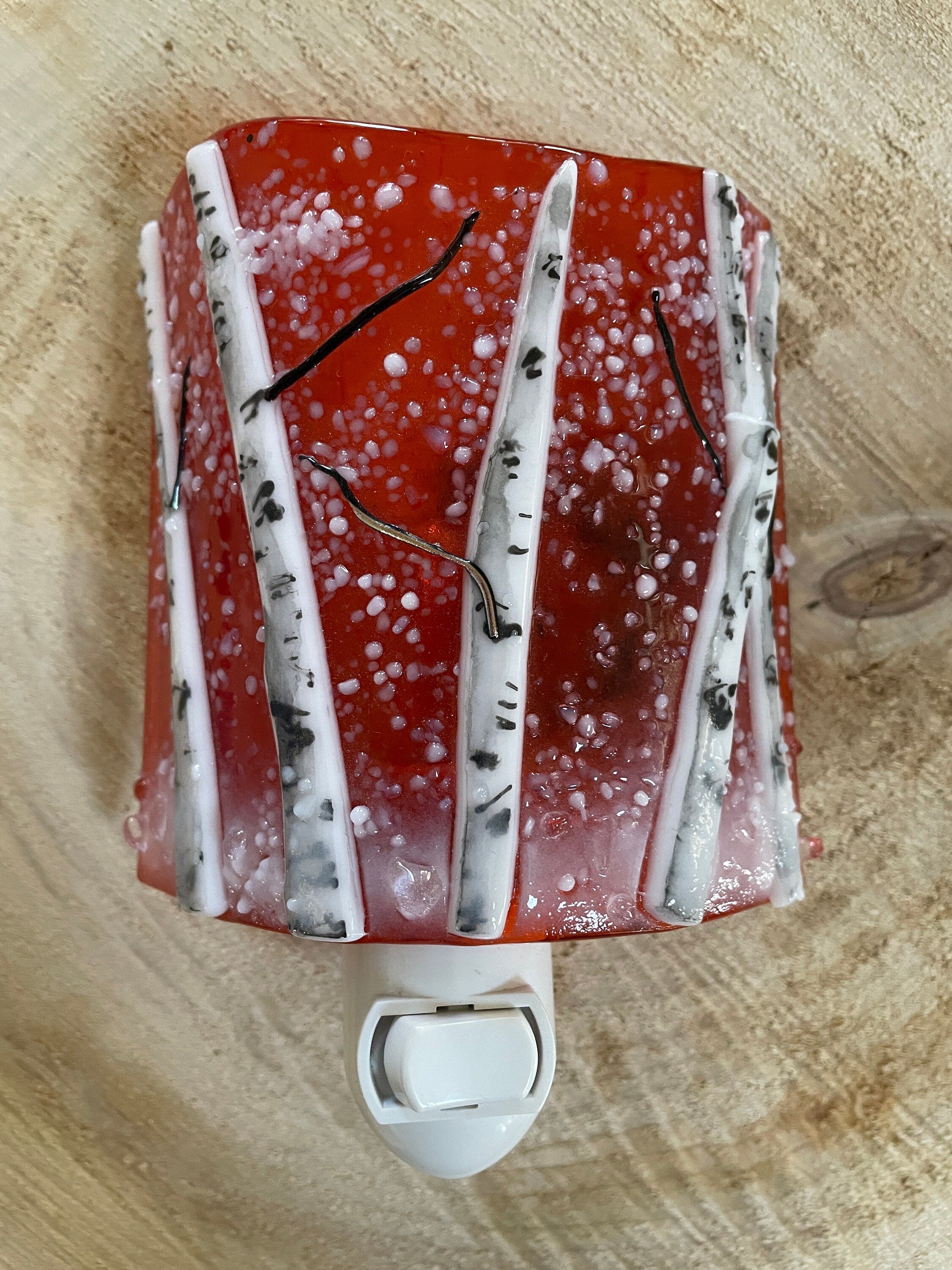 Aspen Fused Glass Night Light/Burnt Orange Winter