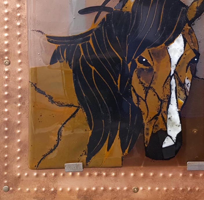Solemn Paint - Mosaic Horse Fused Glass Wall Art