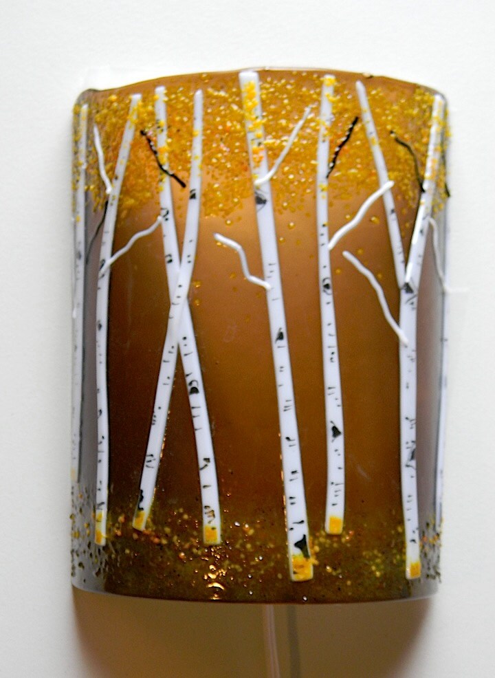 Aspen Grove Fused Glass Sconce - Amber