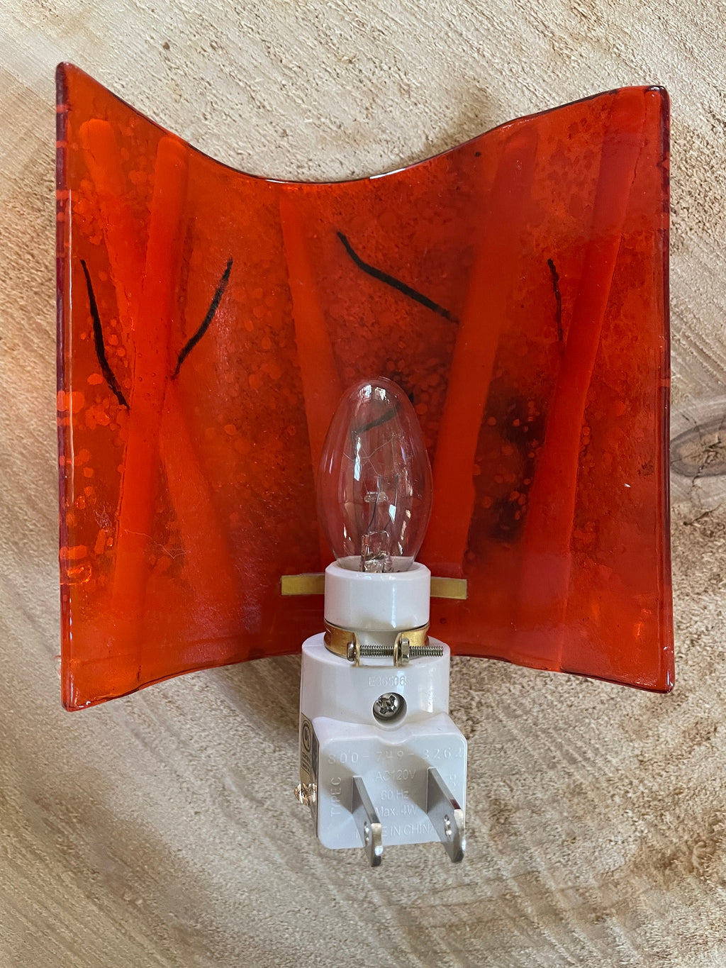 Aspen Fused Glass Night Light/Burnt Orange Winter