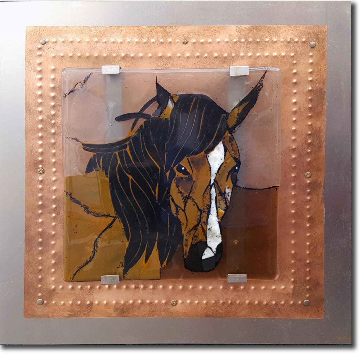 Solemn Paint - Mosaic Horse Fused Glass Wall Art