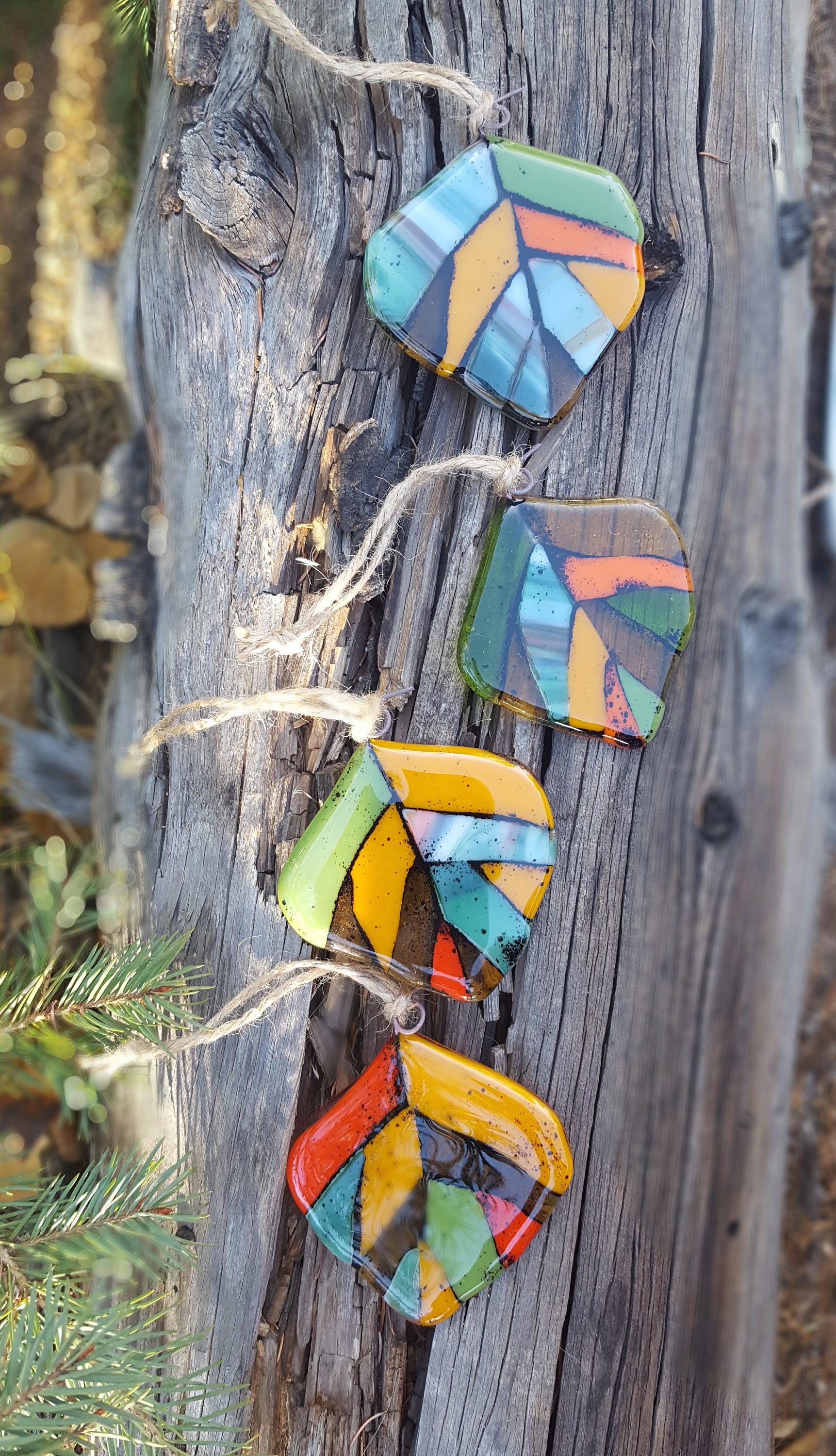 Aspen Leaf Fused Glass Ornament