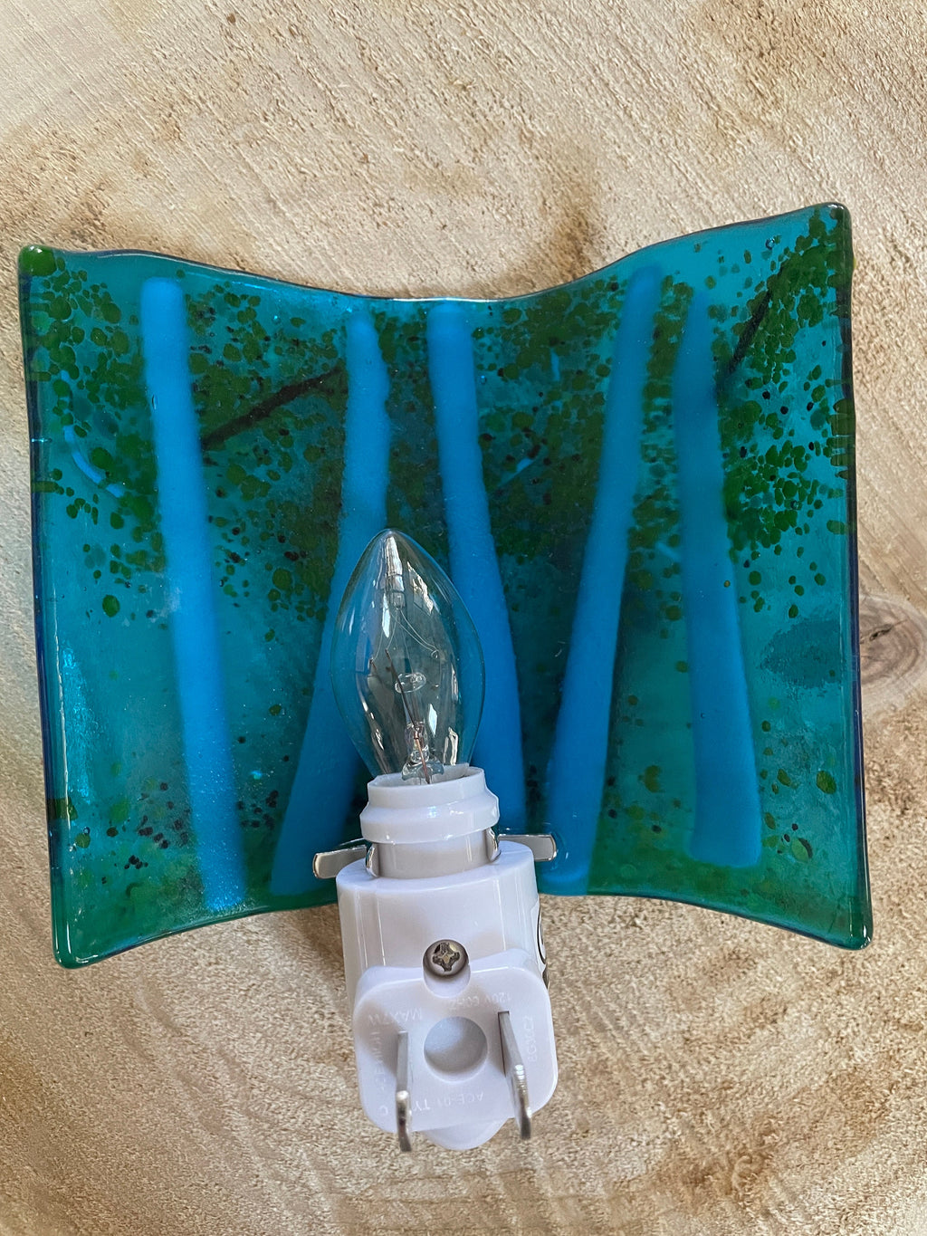 Aspen Fused Glass Night Light/Dark Blue