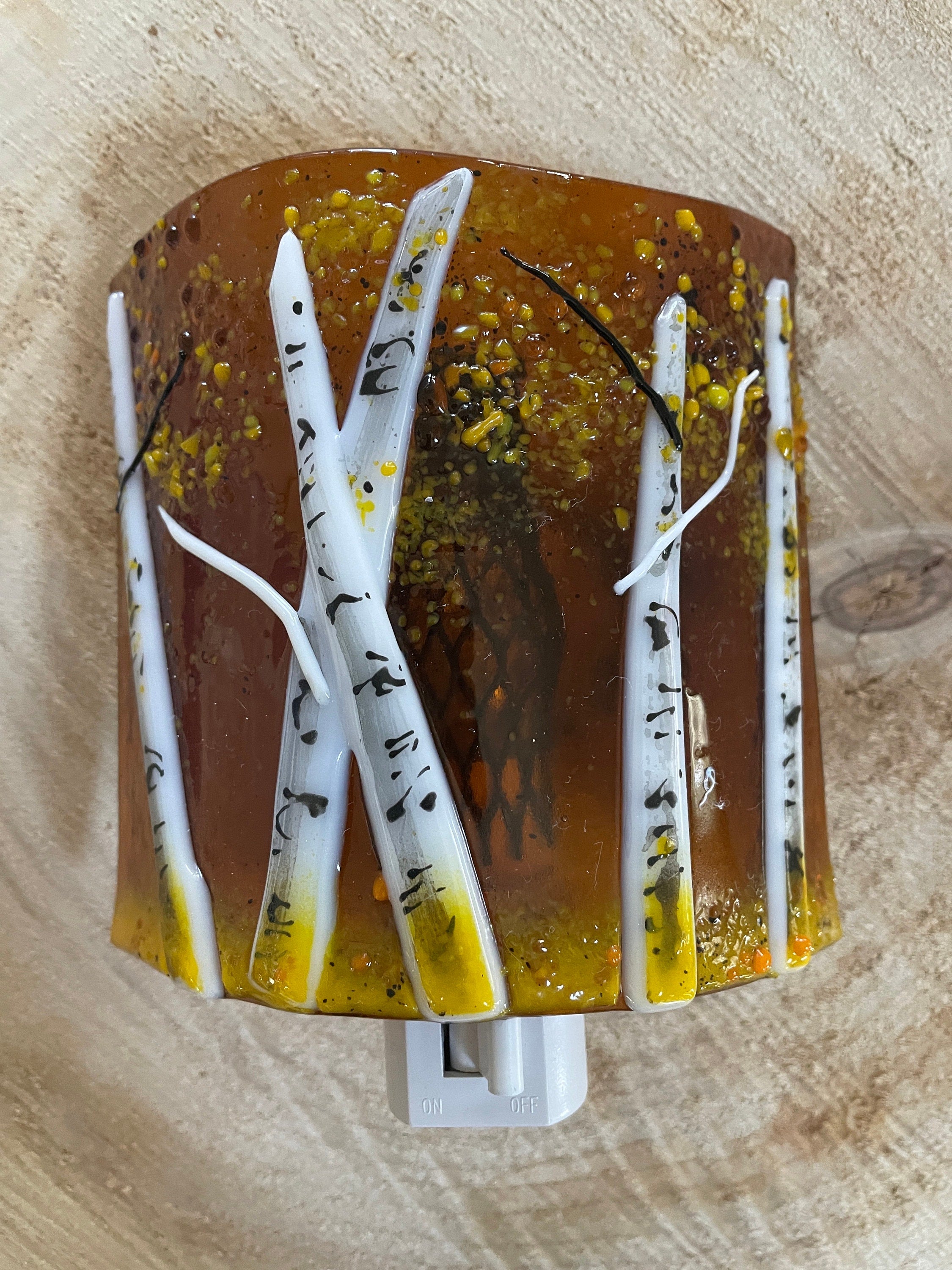 Aspen Fused Glass Night Light/Amber