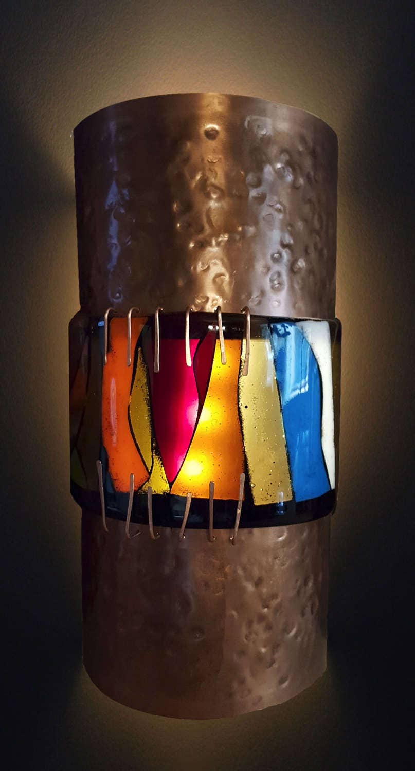 Mosaic Fused Glass Sconce "Sunset Glow"