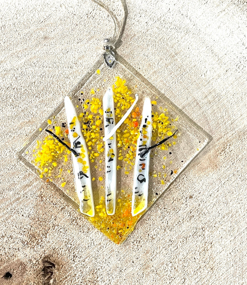 Fall Aspen Fused Glass Ornament