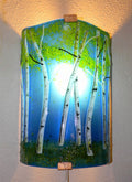 Aspen Grove Fused Glass Sconce-Sapphire Blue