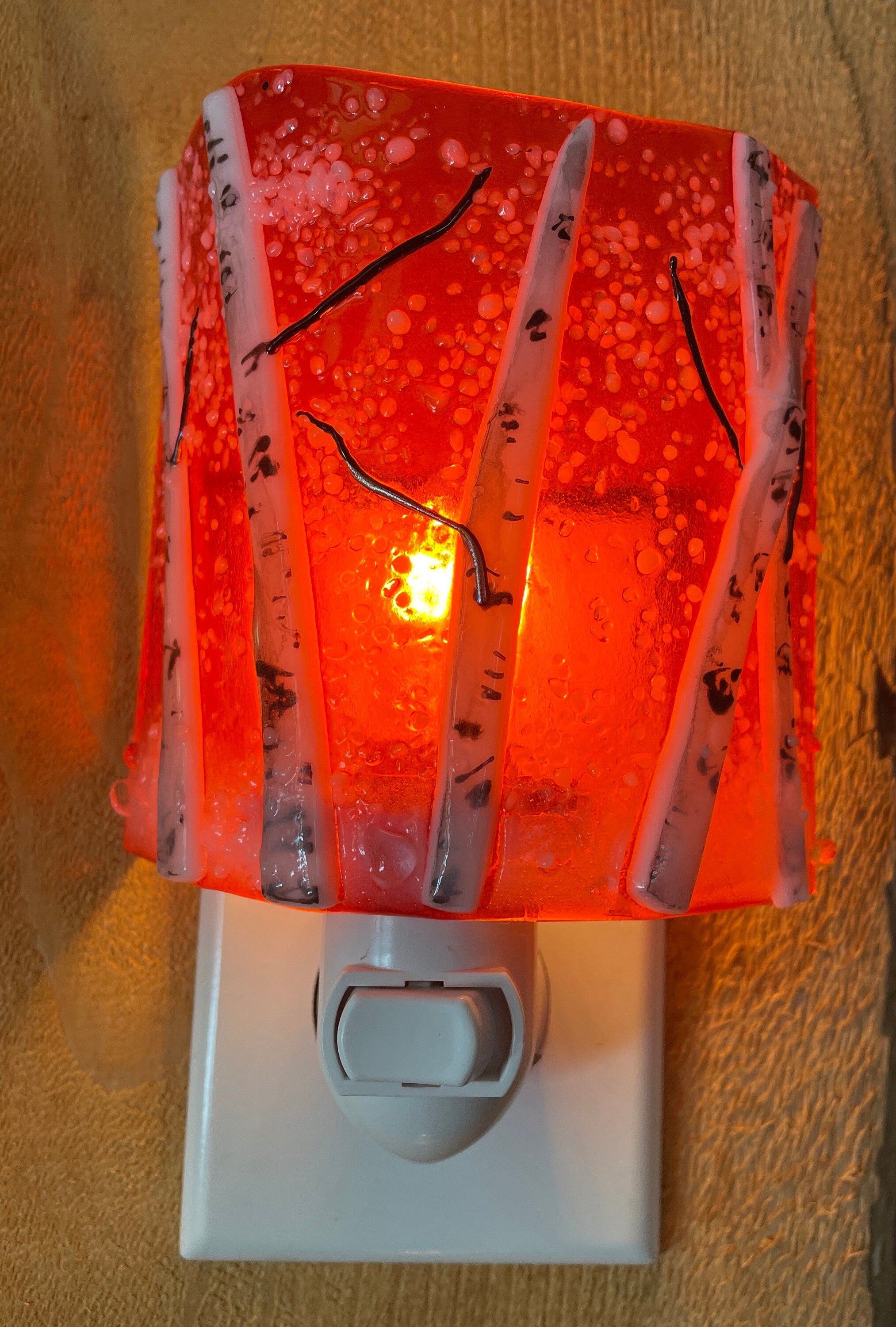 Aspen Fused Glass Night Light/Burnt Orange Winter