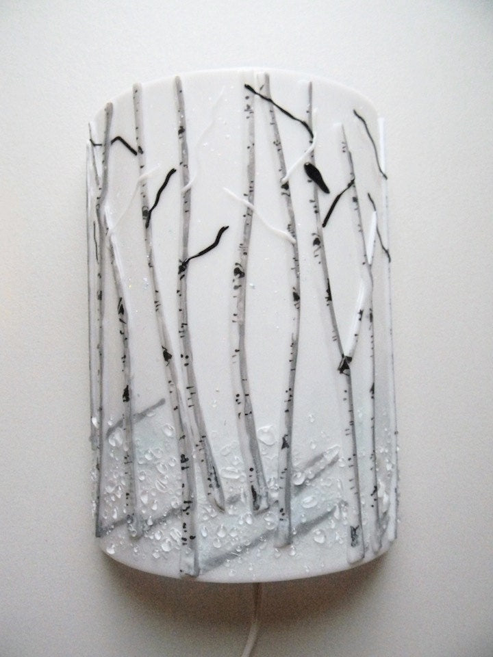 Aspen Winter Fused Glass Light Sconce