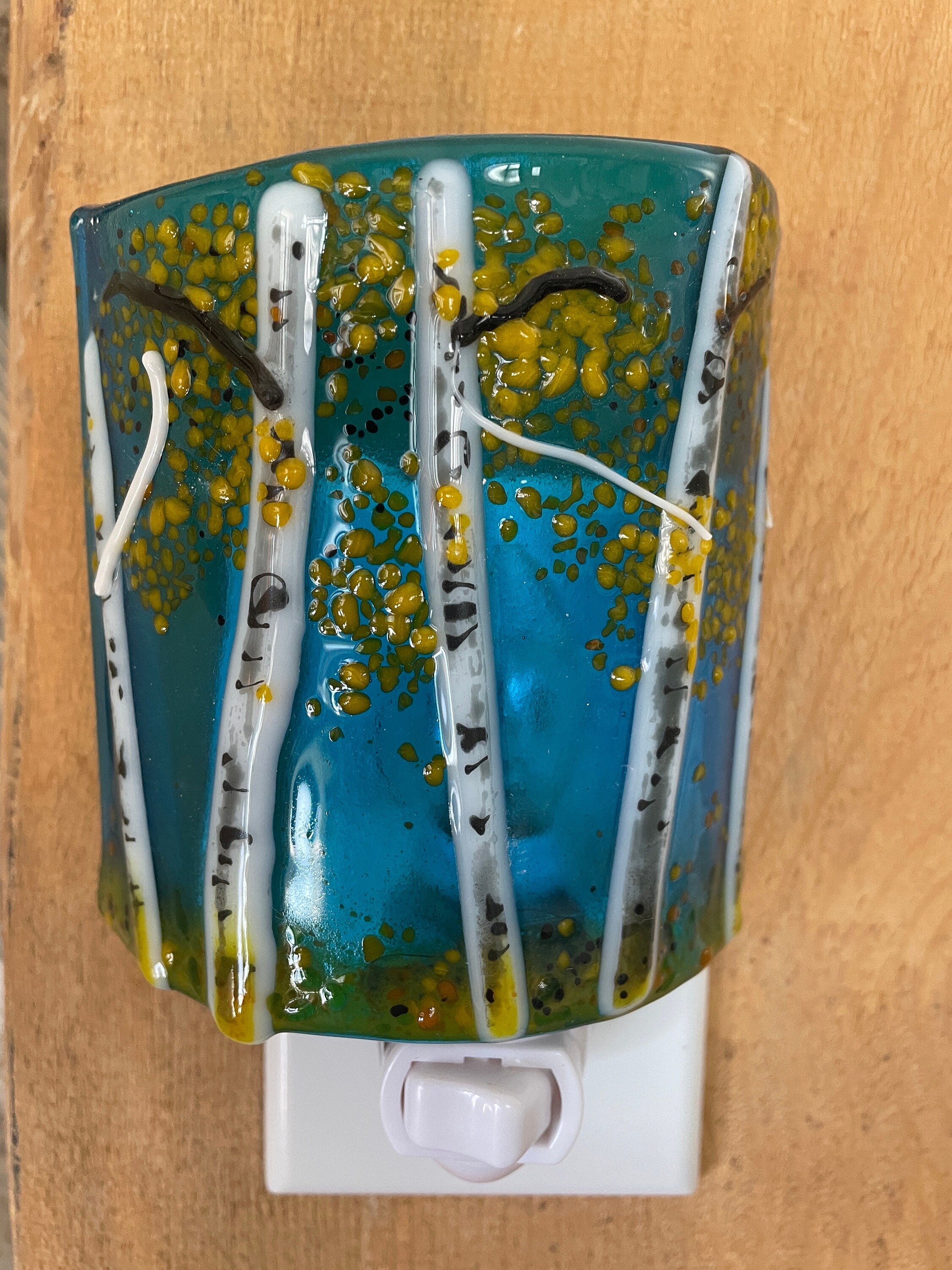 Aspen Fused Glass Night Light/Dark Blue