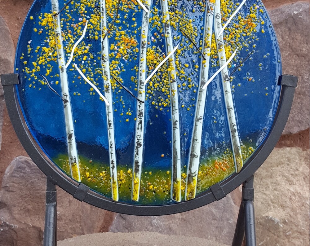 Aspen Grove Round Fused Glass Panel