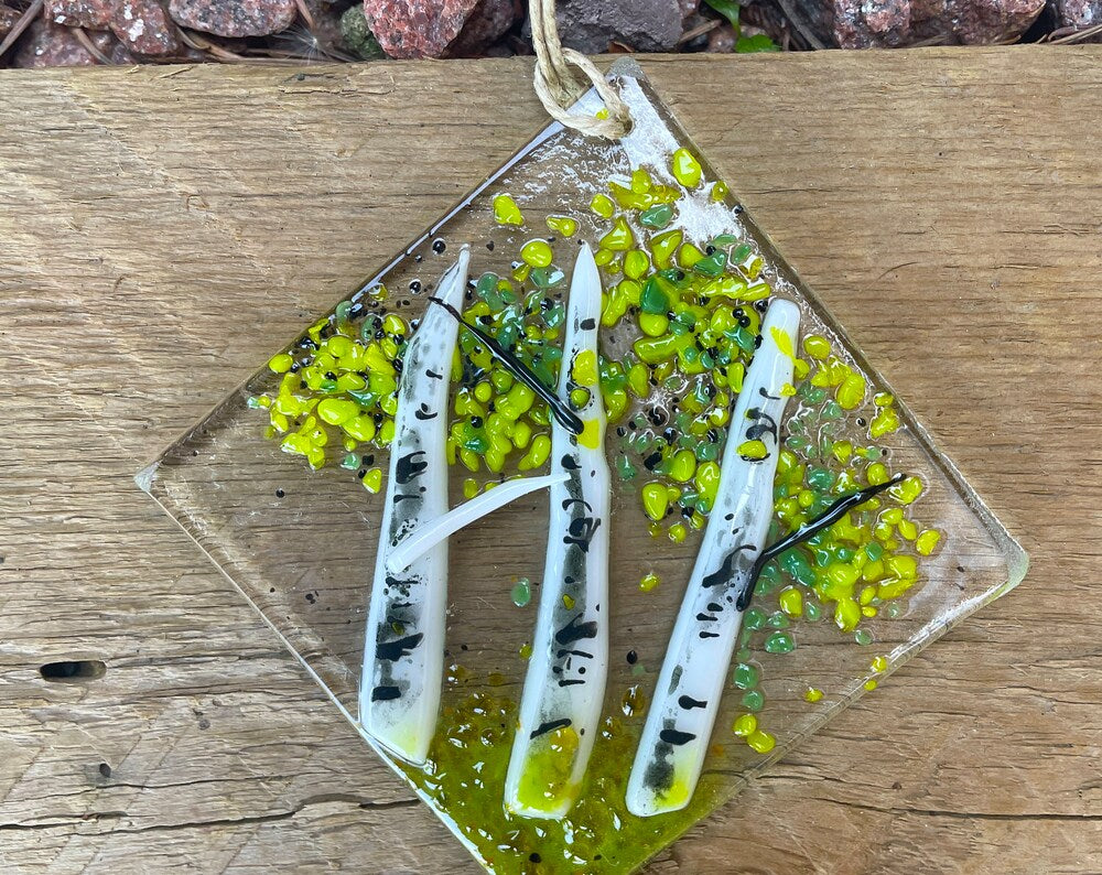 Spring Aspen Fused Glass Ornament
